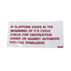 28-101790 DECAL - PLATFORM STOPS SHORT