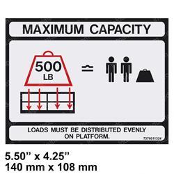 Picture of Decal, Maximum Capacity 500 Lb