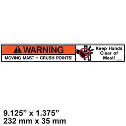 Hyster 1330919 Decal - Mast Warning - aftermarket