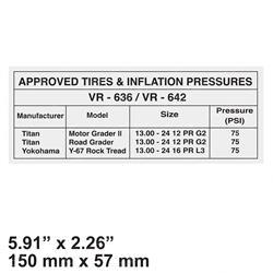 Picture of Decal - Tire Inflation Chart