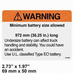 Picture of Warning Battery Size