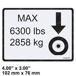 Picture of Decal Max Tire Load 6300#