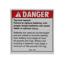 Picture of Decal Danger Tip-Over Battr