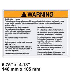 gn72875 DECAL WARNING PIPE CRADLE BOOM