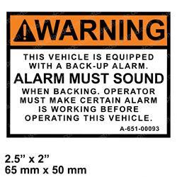 Picture of Decal - Check Backup Alarms