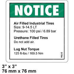 Picture of Decal Notice Tire Pressure