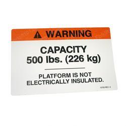 gn12725 DECAL - 500 LB CAPACITY