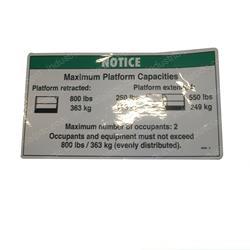 Picture of Decal Notice Max Cap 800 Ansi