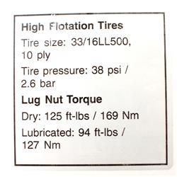 Picture of Decal Notce Hi Float Tires