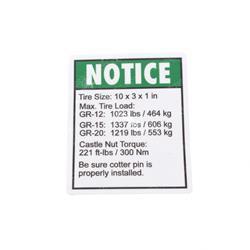 Picture of Decal - Tire Specs Gr