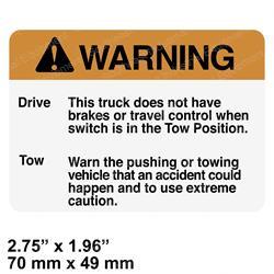 CROWN CR069356 WARNING LABEL TOWING