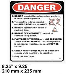 STRATO-LIFT 003301 DECAL - WARNING