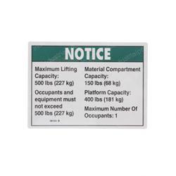 Picture of Decal Notice Max Cap 500 Lbs
