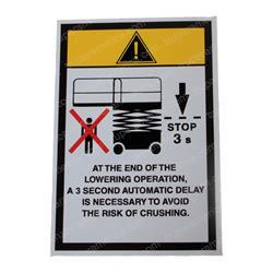 HAULOTTE 3078144710 DECAL - WARNING 3 SECOND STOP