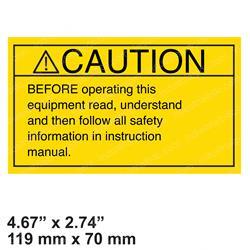 Picture of Decal - Caution Read Instructn