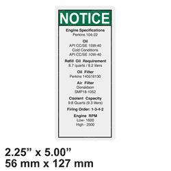 Picture of Decal Notice Perkins Eng Spec