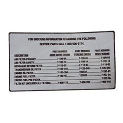 Picture of Decal - Filter Guide