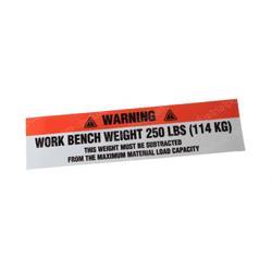 Picture of Decal - Warning Wrk Bench 250lb