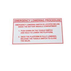 Picture of Decal - Emergency Lowering Proc
