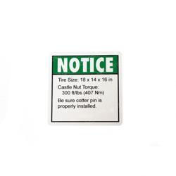 Picture of Decal Notice Tire Specs