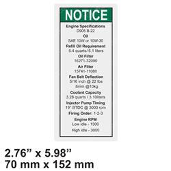Picture of Decal - Notice Kubota Specs