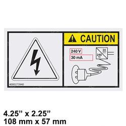 Picture of Decal - Caution 240 V 30 Ma