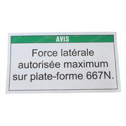 Picture of Decal Notice Max Side Force