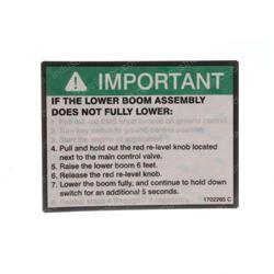 Picture of Decal Important-Manual Descent