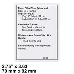 Picture of Decal - Notice Tire Specs