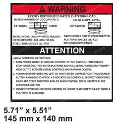 MARKLIFT 210289100 DECAL - WARN. PLATFORM LOAD