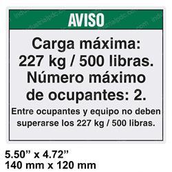 Picture of Decal - Notice Max Load 500 Lbs