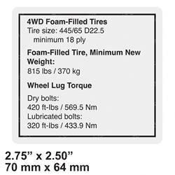 Picture of Decal - Notice Tire Specs