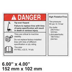 Picture of Decal Danger Hi-Float Tire 60
