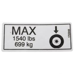 Picture of Decal - Tire Load (1540lb/699kg