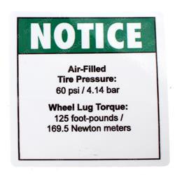 Picture of Decal Notice Tire Pressure
