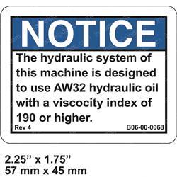 Picture of Decal-Notice-Low Foam Hyd Oil