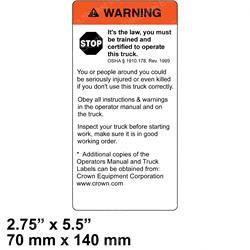 CROWN CR068190 WARNING MOVING VEHICLE