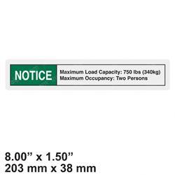 Picture of Decal - Notice Max Cap 750 Lbs