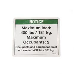 Picture of Decal Notice Max Cap 400 Lbs