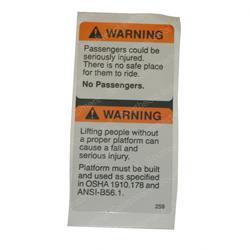 CROWN CR069259 WARNING PASSENGER