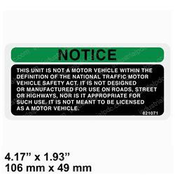 Picture of Decal-Notice Not Mtr Veh