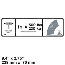 sy77254 DECAL - 500 LBS. MAX CAP