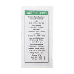 Picture of Decal-Kubota D1105-Specs