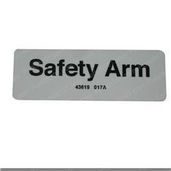 jl43619 DECAL - SAFETY ARM