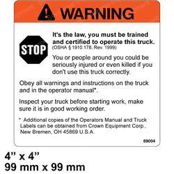 CROWN CR069004 DECAL - WARNING MOVING VEHICLE