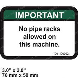 Picture of Decal-No Pipe Racks