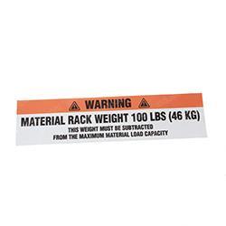 Picture of Decal - Warning Lean Rack 100lb
