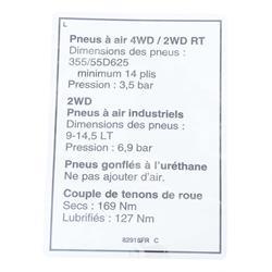 Picture of Decal Notice Tire Specs
