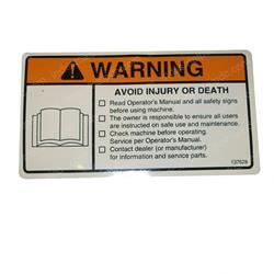 Picture of Decal/Warning Manual
