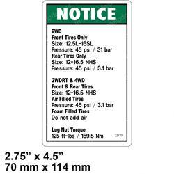 Picture of Decal Notice Tire Pressure